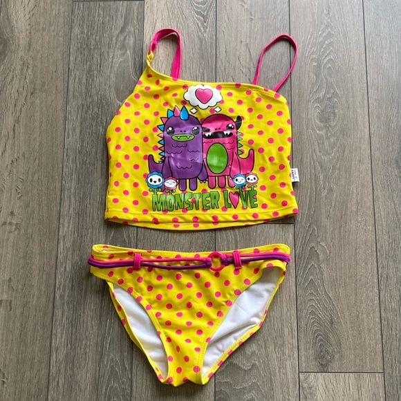 Girls 2 Piece Monster Bathing Suit. Girls size M. - Picture 1 of 6